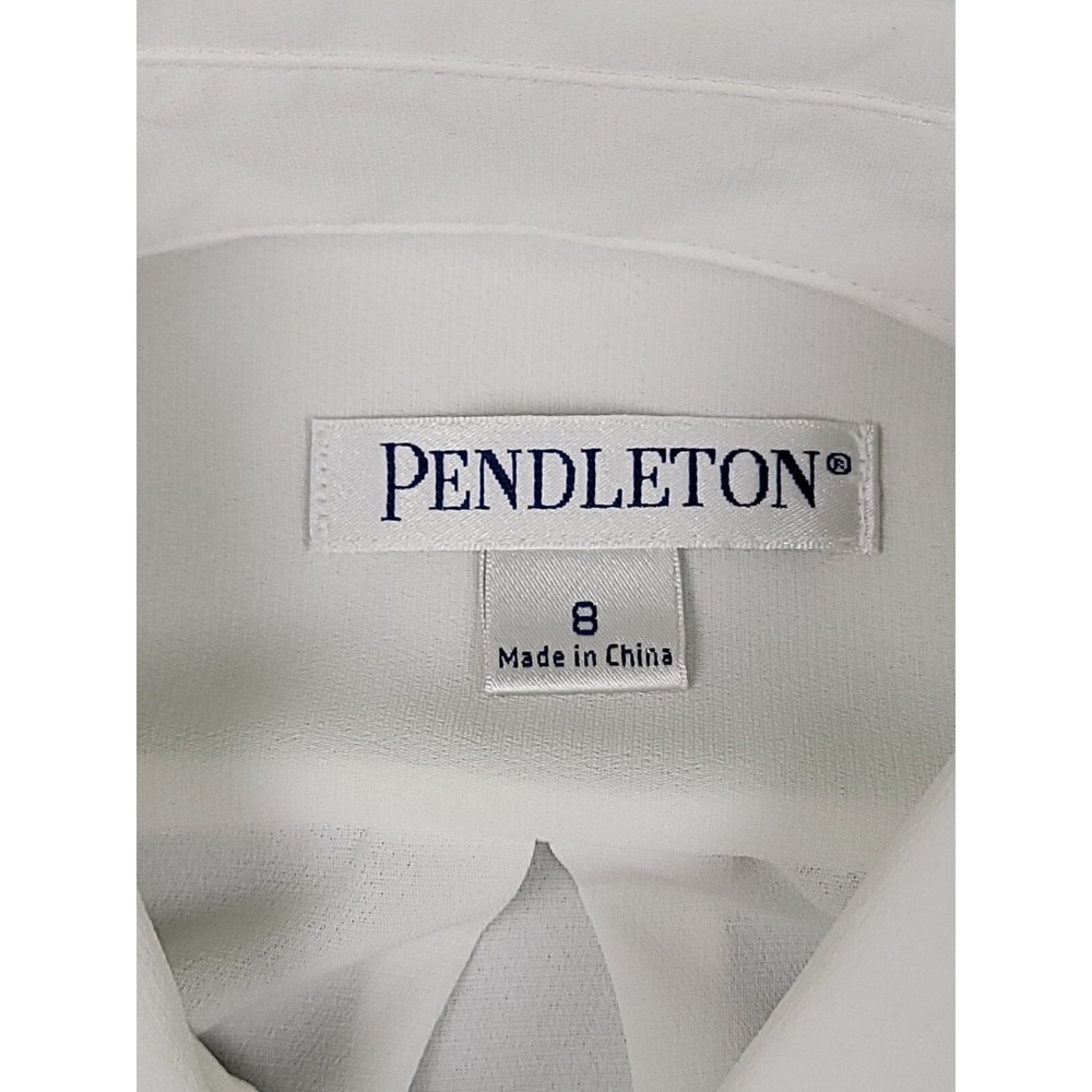 Pendleton White Button Up Ruffled‎ Front Size 8 - Picture 6 of 11